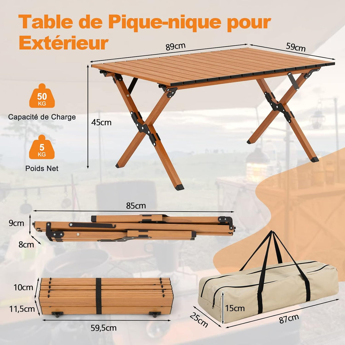 Table de Camping Pliante GOPLUS   Copier
