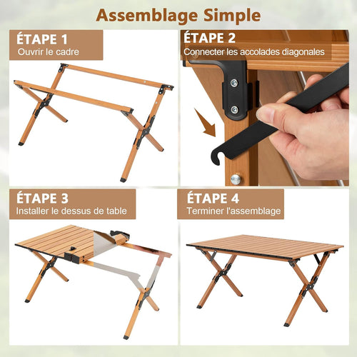 GOPLUS Table de Camping طاولة نزهة قابلة للطي